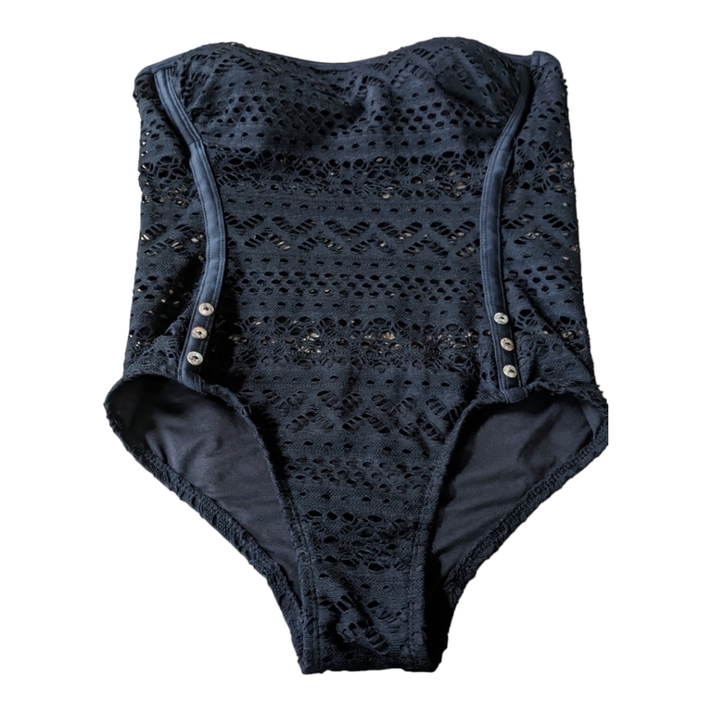 Lookbook Store Black Peek a Boo Mesh Strapless Bathing Size 4